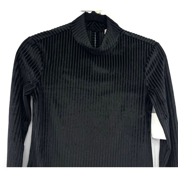Chelsea Womens Black Velvet Corduroy Buttoned Mock Neck Top - Picture 2 of 9